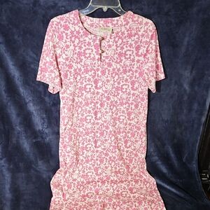 Vintage Caramel Pink and White Floral Dress